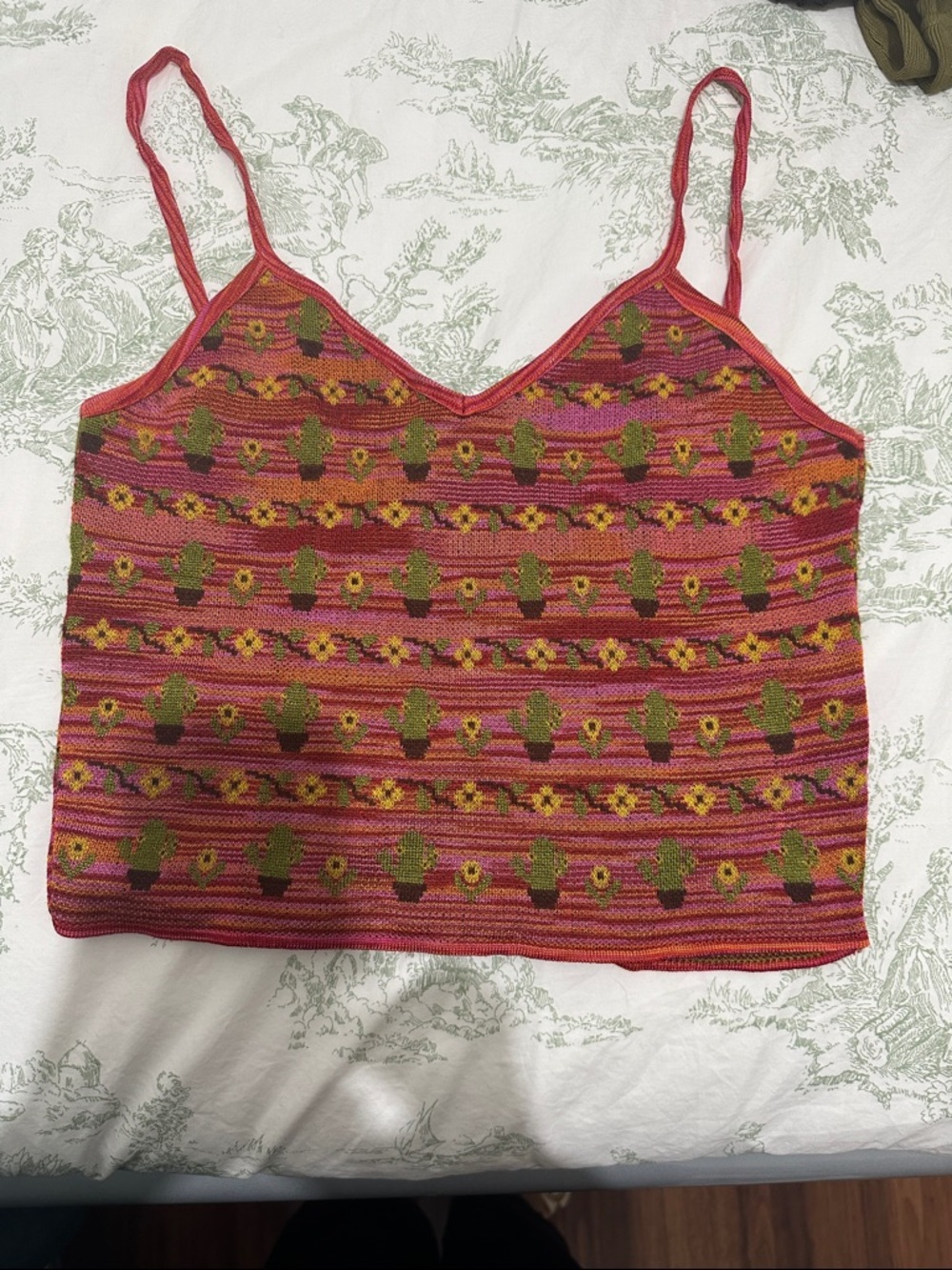 Zara Red Floral & Cactus Knit Camisole
